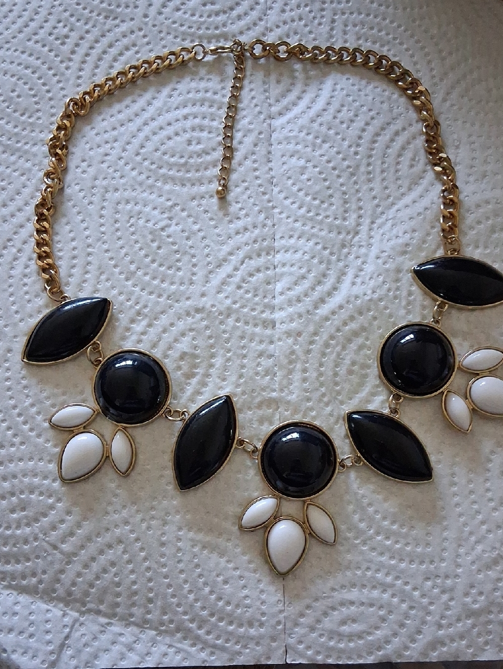 Gold-Tone Black & White Statement Necklace